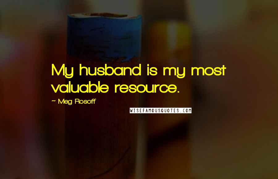 Meg Rosoff Quotes: My husband is my most valuable resource.