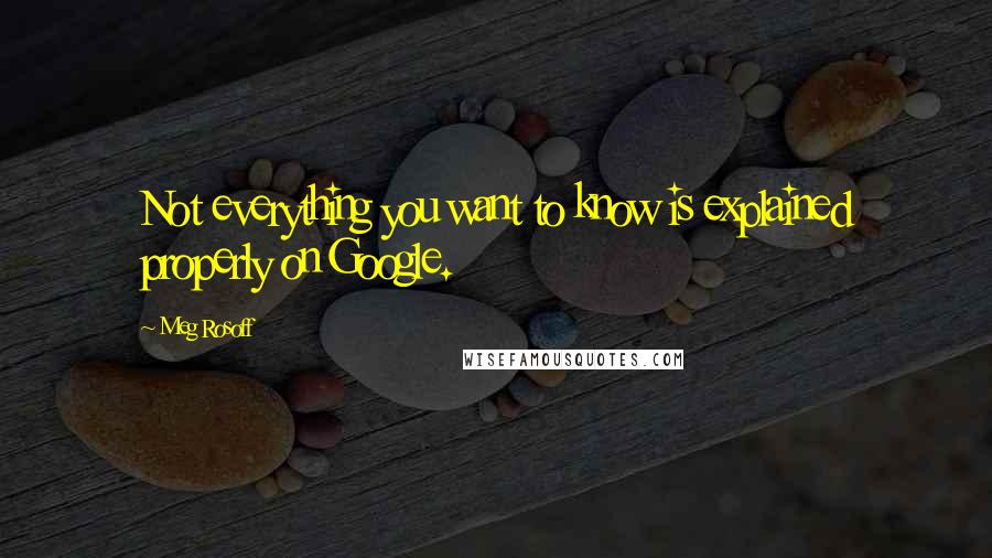 Meg Rosoff Quotes: Not everything you want to know is explained properly on Google.