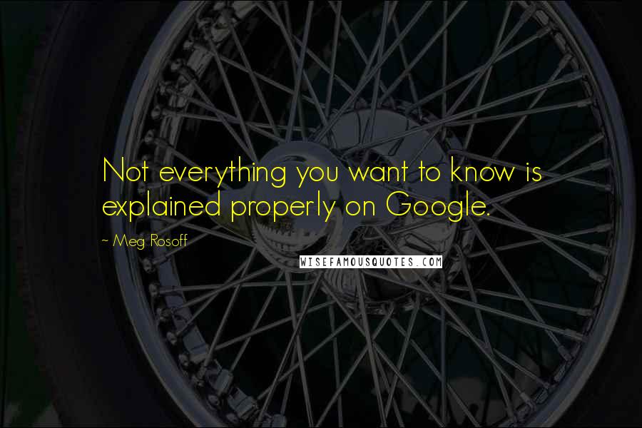 Meg Rosoff Quotes: Not everything you want to know is explained properly on Google.