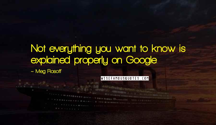 Meg Rosoff Quotes: Not everything you want to know is explained properly on Google.