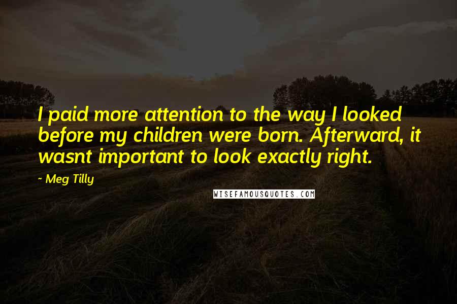 Meg Tilly Quotes: I paid more attention to the way I looked before my children were born. Afterward, it wasnt important to look exactly right.