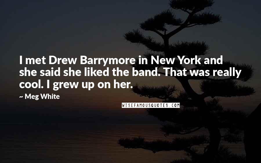 Meg White Quotes: I met Drew Barrymore in New York and she said she liked the band. That was really cool. I grew up on her.
