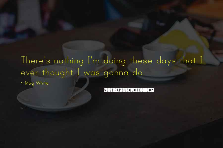 Meg White Quotes: There's nothing I'm doing these days that I ever thought I was gonna do.