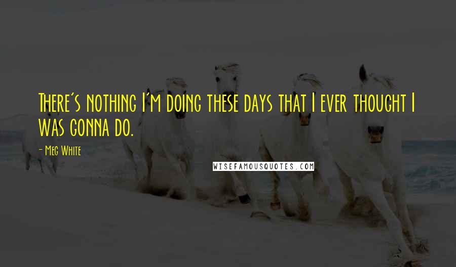 Meg White Quotes: There's nothing I'm doing these days that I ever thought I was gonna do.