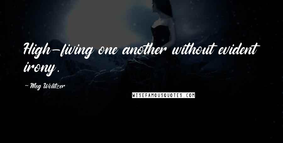 Meg Wolitzer Quotes: High-fiving one another without evident irony.