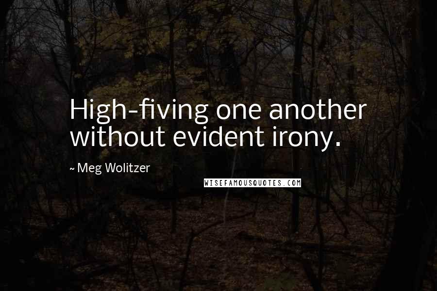Meg Wolitzer Quotes: High-fiving one another without evident irony.