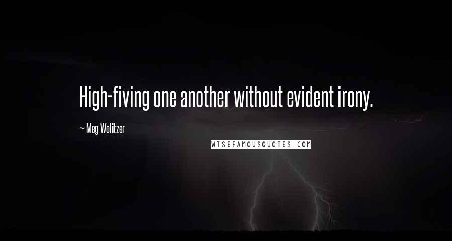 Meg Wolitzer Quotes: High-fiving one another without evident irony.