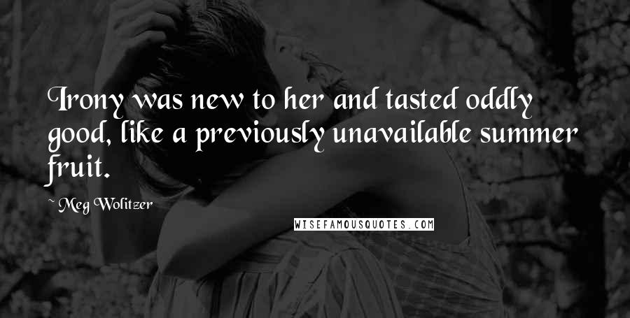 Meg Wolitzer Quotes: Irony was new to her and tasted oddly good, like a previously unavailable summer fruit.