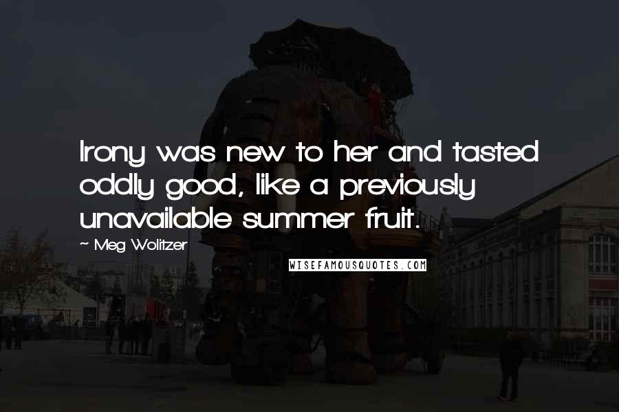 Meg Wolitzer Quotes: Irony was new to her and tasted oddly good, like a previously unavailable summer fruit.