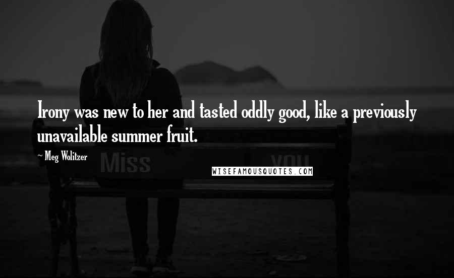Meg Wolitzer Quotes: Irony was new to her and tasted oddly good, like a previously unavailable summer fruit.