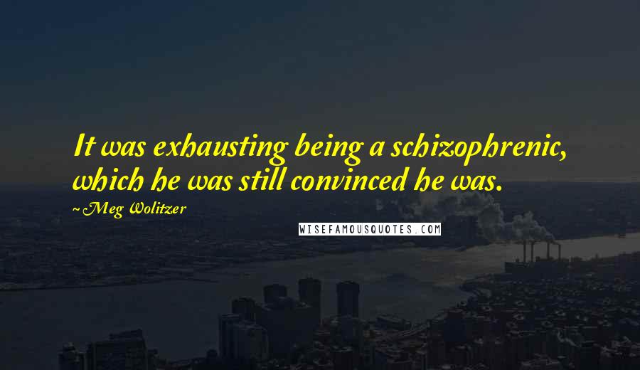 Meg Wolitzer Quotes: It was exhausting being a schizophrenic, which he was still convinced he was.