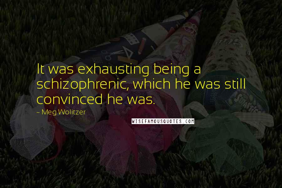 Meg Wolitzer Quotes: It was exhausting being a schizophrenic, which he was still convinced he was.