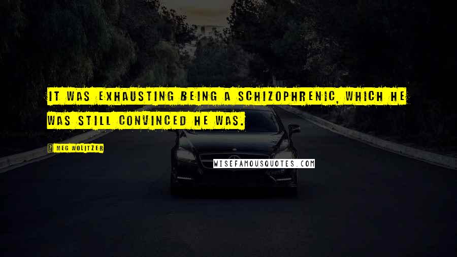 Meg Wolitzer Quotes: It was exhausting being a schizophrenic, which he was still convinced he was.