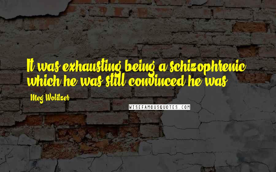 Meg Wolitzer Quotes: It was exhausting being a schizophrenic, which he was still convinced he was.