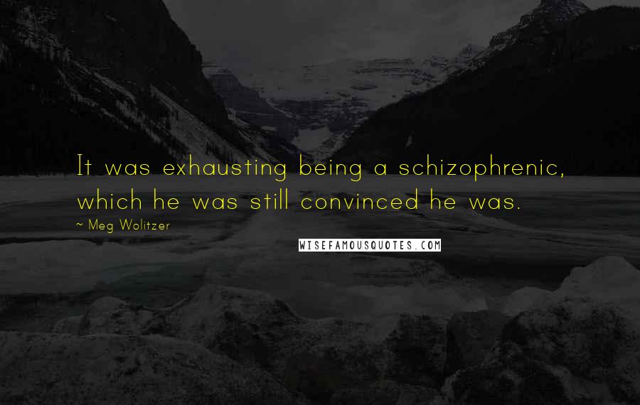 Meg Wolitzer Quotes: It was exhausting being a schizophrenic, which he was still convinced he was.