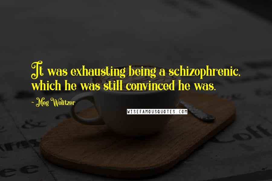 Meg Wolitzer Quotes: It was exhausting being a schizophrenic, which he was still convinced he was.