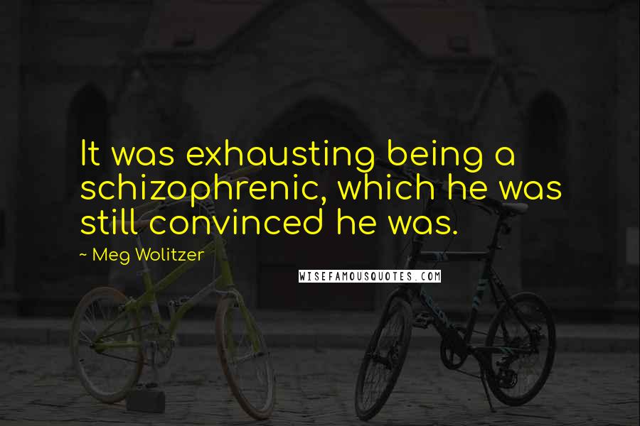 Meg Wolitzer Quotes: It was exhausting being a schizophrenic, which he was still convinced he was.