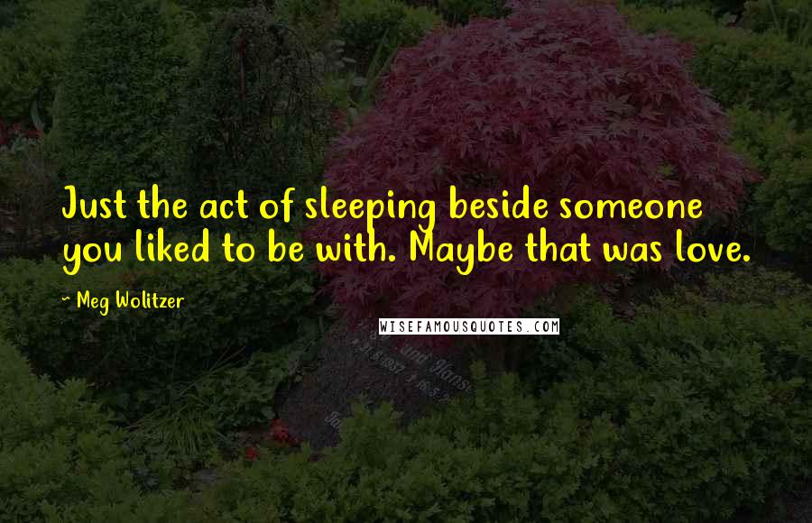 Meg Wolitzer Quotes: Just the act of sleeping beside someone you liked to be with. Maybe that was love.