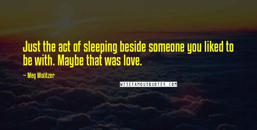 Meg Wolitzer Quotes: Just the act of sleeping beside someone you liked to be with. Maybe that was love.