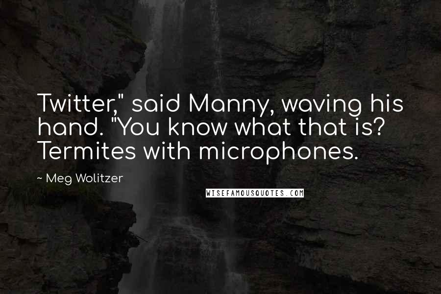 Meg Wolitzer Quotes: Twitter," said Manny, waving his hand. "You know what that is? Termites with microphones.