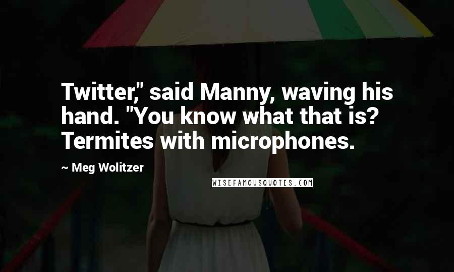 Meg Wolitzer Quotes: Twitter," said Manny, waving his hand. "You know what that is? Termites with microphones.