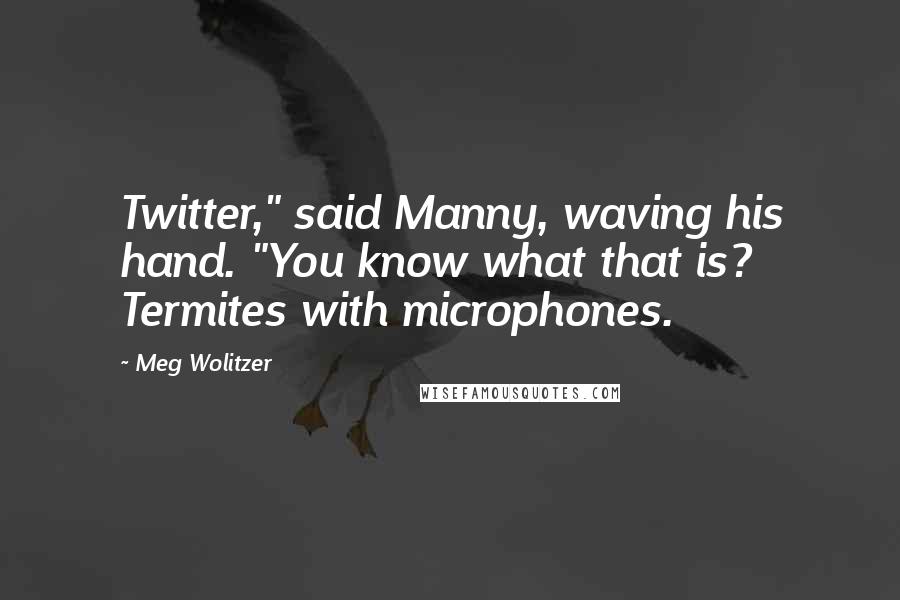 Meg Wolitzer Quotes: Twitter," said Manny, waving his hand. "You know what that is? Termites with microphones.