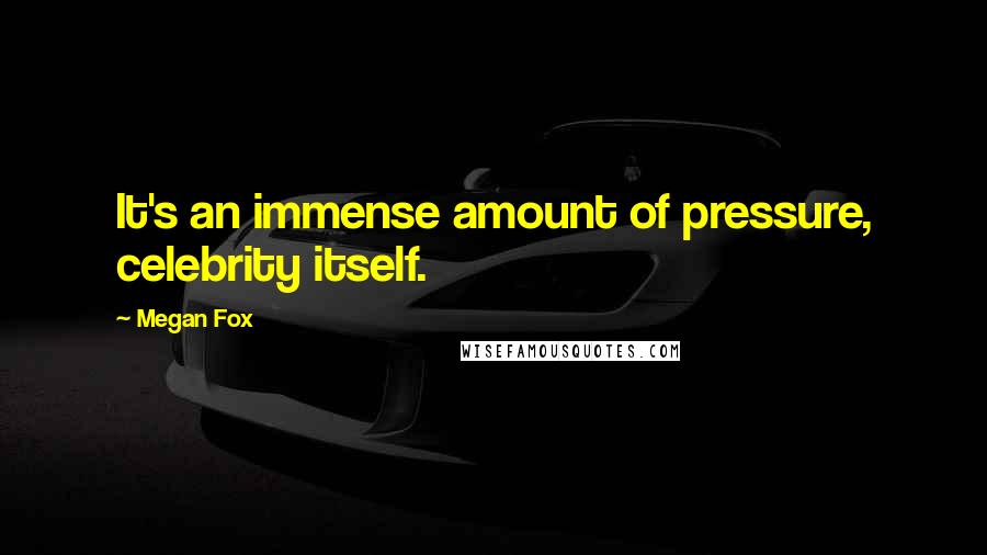 Megan Fox Quotes: It's an immense amount of pressure, celebrity itself.