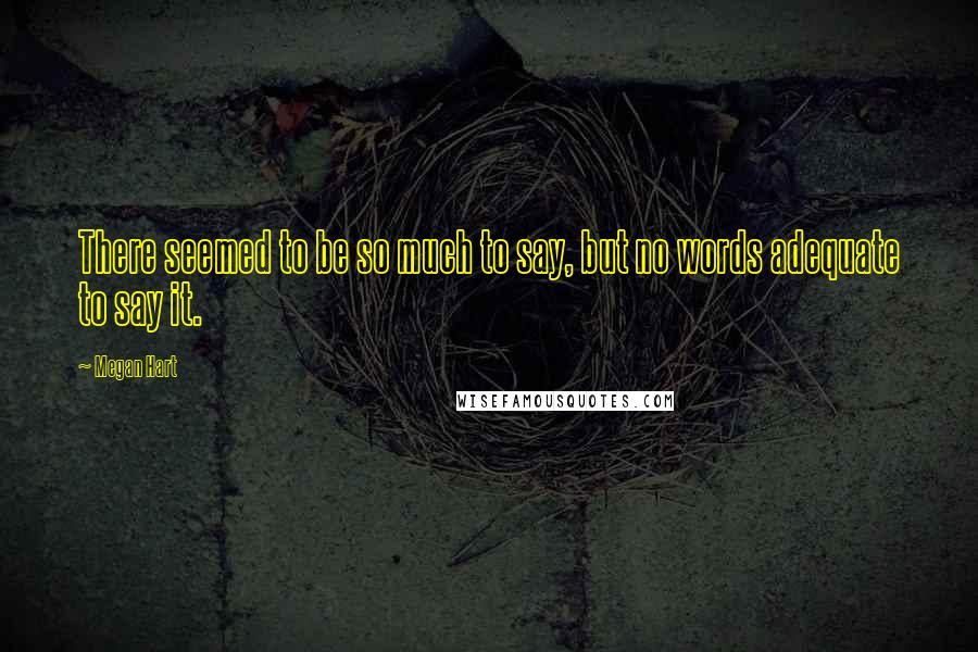 Megan Hart Quotes: There seemed to be so much to say, but no words adequate to say it.