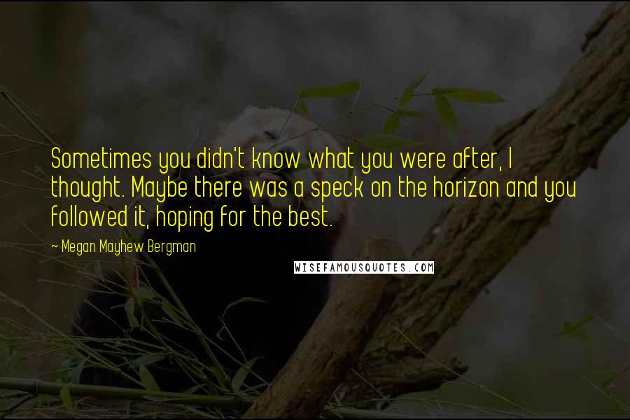 Megan Mayhew Bergman Quotes: Sometimes you didn't know what you were after, I thought. Maybe there was a speck on the horizon and you followed it, hoping for the best.