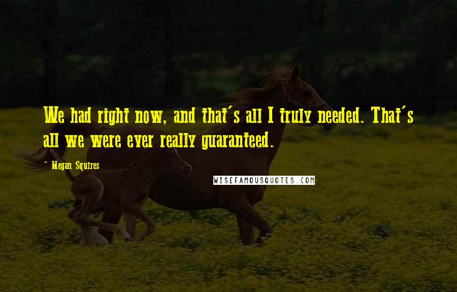 Megan Squires Quotes: We had right now, and that's all I truly needed. That's all we were ever really guaranteed.