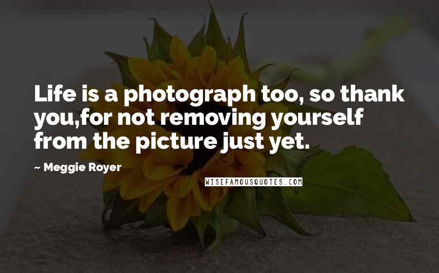 Meggie Royer Quotes: Life is a photograph too, so thank you,for not removing yourself from the picture just yet.