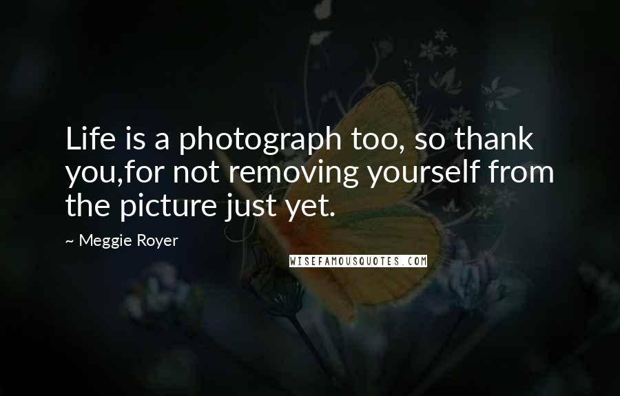 Meggie Royer Quotes: Life is a photograph too, so thank you,for not removing yourself from the picture just yet.