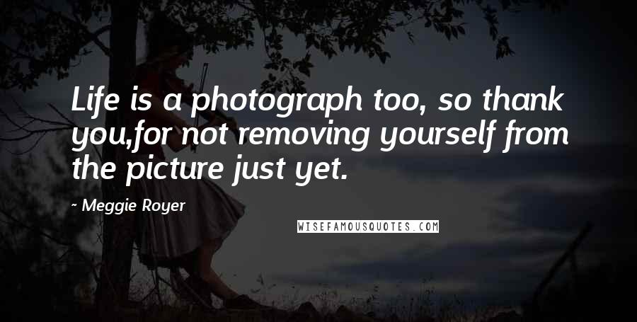 Meggie Royer Quotes: Life is a photograph too, so thank you,for not removing yourself from the picture just yet.