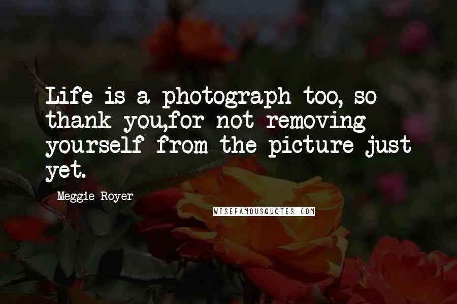 Meggie Royer Quotes: Life is a photograph too, so thank you,for not removing yourself from the picture just yet.