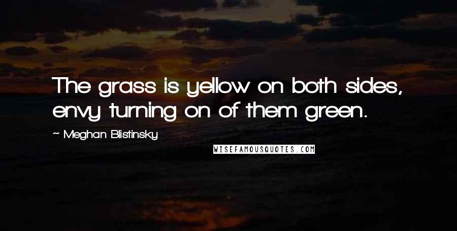 Meghan Blistinsky Quotes: The grass is yellow on both sides, envy turning on of them green.