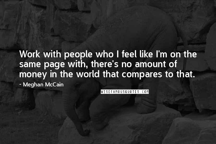 Meghan McCain Quotes: Work with people who I feel like I'm on the same page with, there's no amount of money in the world that compares to that.