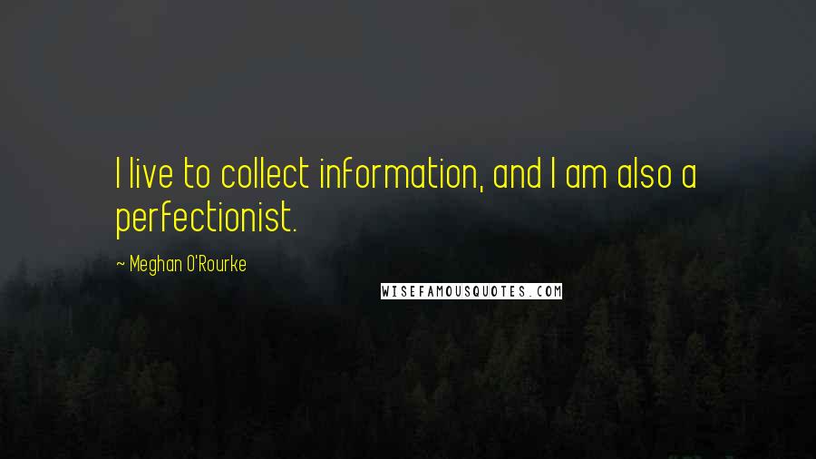 Meghan O'Rourke Quotes: I live to collect information, and I am also a perfectionist.