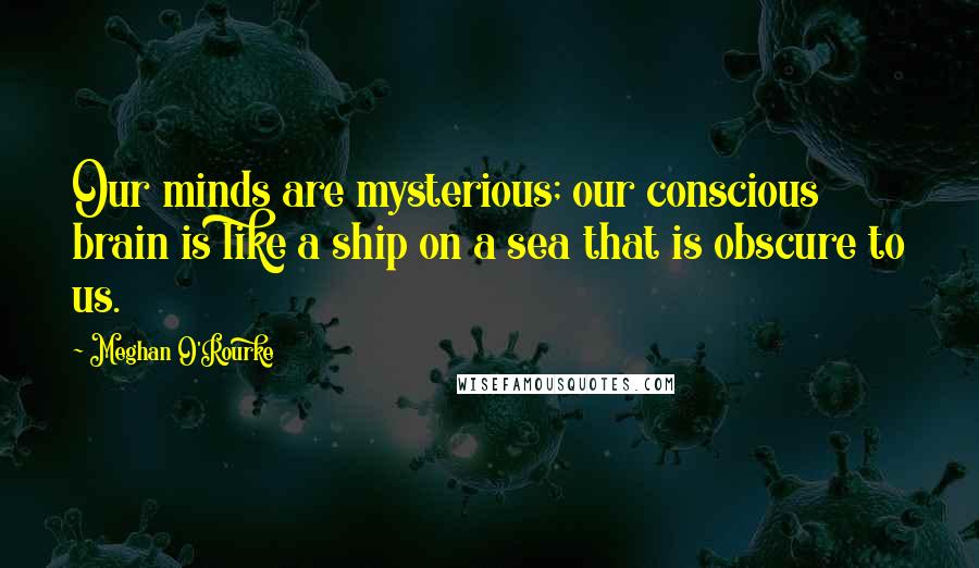 Meghan O'Rourke Quotes: Our minds are mysterious; our conscious brain is like a ship on a sea that is obscure to us.