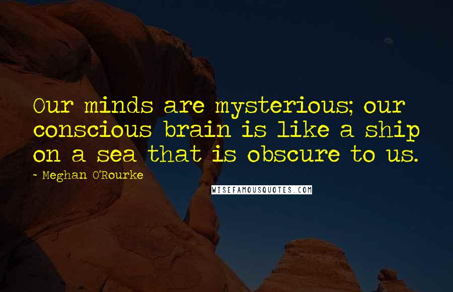 Meghan O'Rourke Quotes: Our minds are mysterious; our conscious brain is like a ship on a sea that is obscure to us.