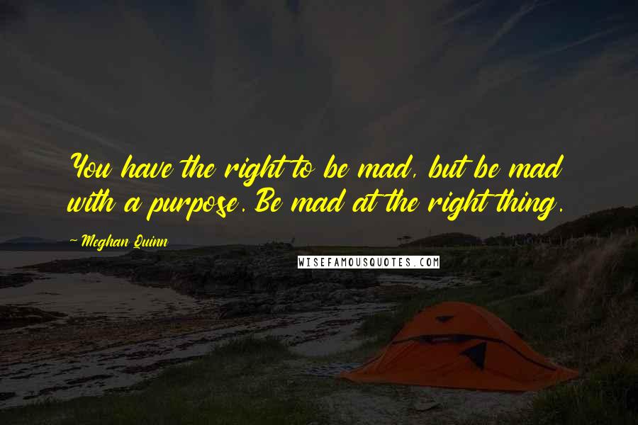 Meghan Quinn Quotes: You have the right to be mad, but be mad with a purpose. Be mad at the right thing.