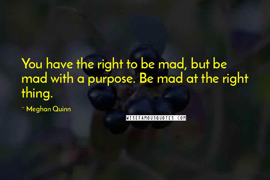 Meghan Quinn Quotes: You have the right to be mad, but be mad with a purpose. Be mad at the right thing.