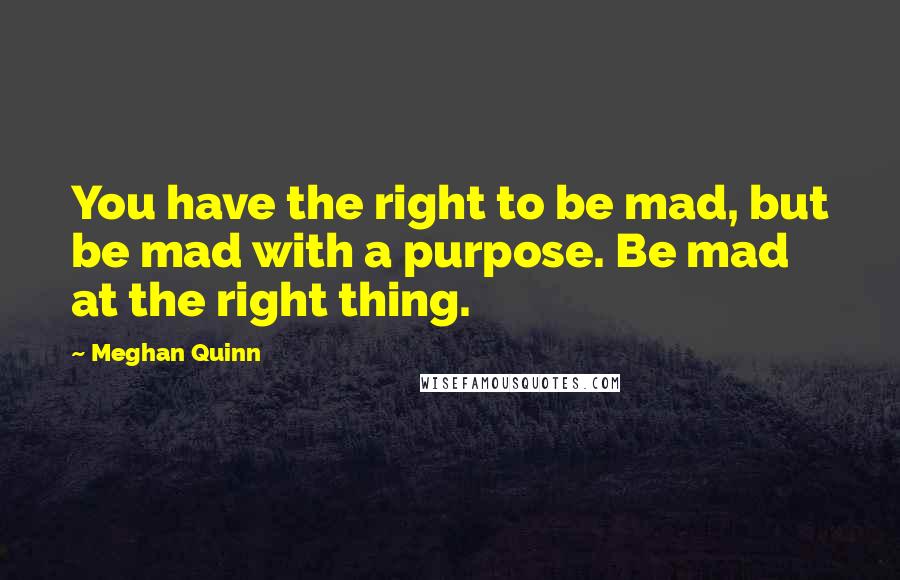Meghan Quinn Quotes: You have the right to be mad, but be mad with a purpose. Be mad at the right thing.