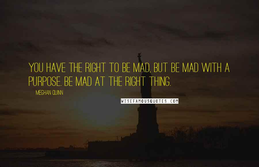 Meghan Quinn Quotes: You have the right to be mad, but be mad with a purpose. Be mad at the right thing.