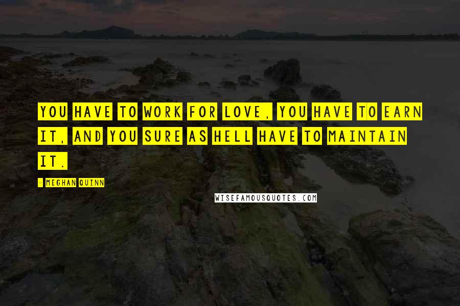 Meghan Quinn Quotes: You have to work for love, you have to earn it, and you sure as hell have to maintain it.