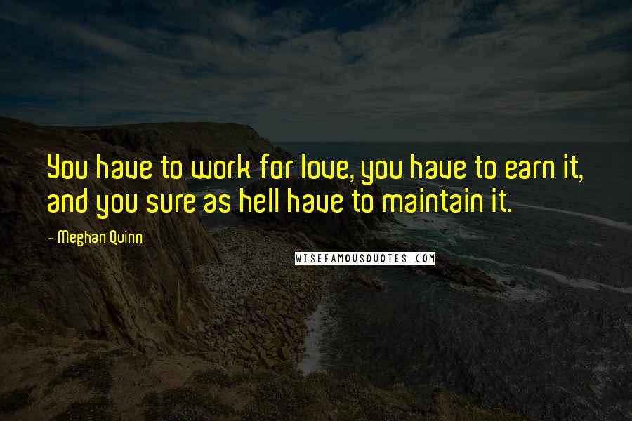 Meghan Quinn Quotes: You have to work for love, you have to earn it, and you sure as hell have to maintain it.
