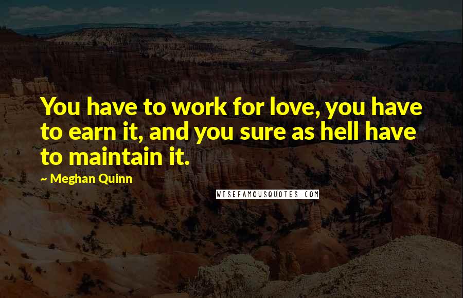 Meghan Quinn Quotes: You have to work for love, you have to earn it, and you sure as hell have to maintain it.