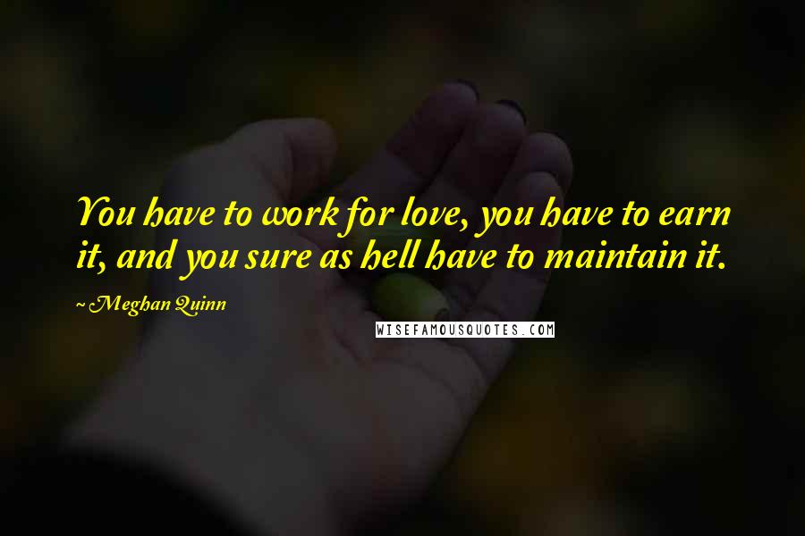 Meghan Quinn Quotes: You have to work for love, you have to earn it, and you sure as hell have to maintain it.