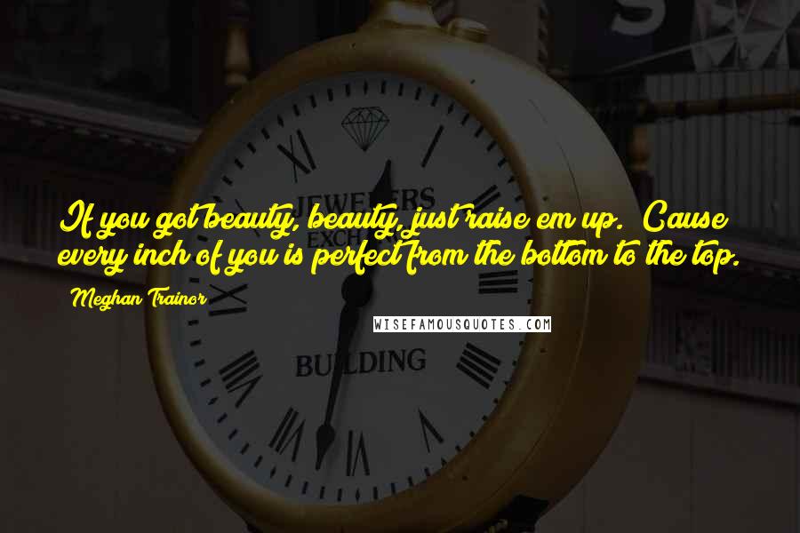 Meghan Trainor Quotes: If you got beauty, beauty, just raise em up.  Cause every inch of you is perfect from the bottom to the top.