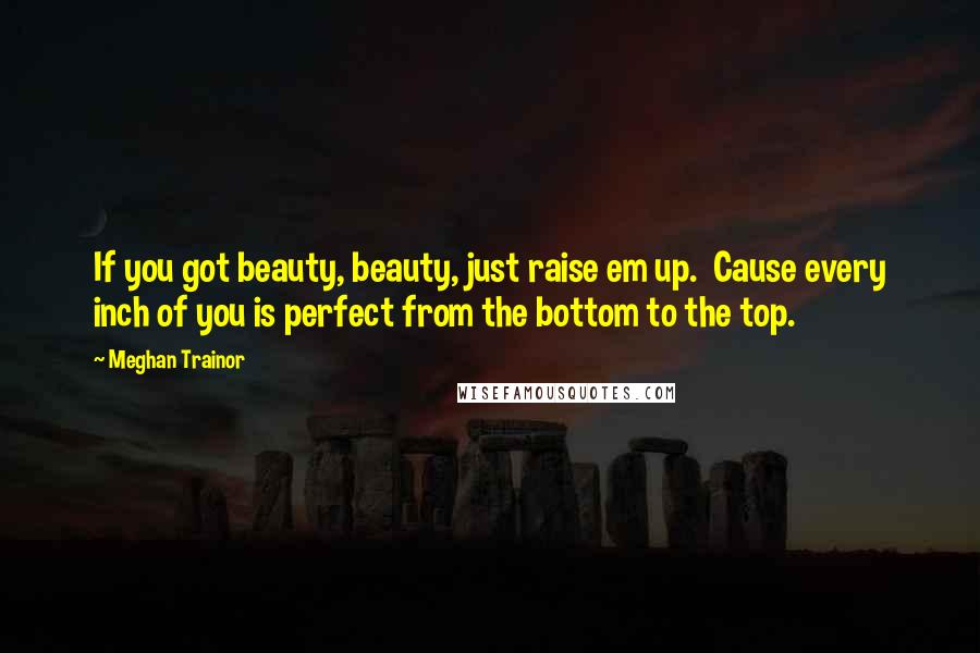 Meghan Trainor Quotes: If you got beauty, beauty, just raise em up.  Cause every inch of you is perfect from the bottom to the top.