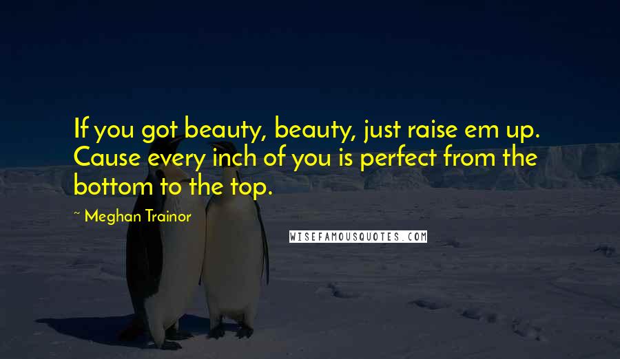 Meghan Trainor Quotes: If you got beauty, beauty, just raise em up. Cause every inch of you is perfect from the bottom to the top.
